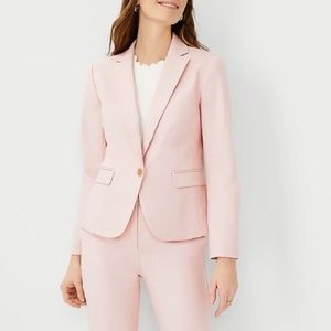 NEW ANN TAYLOR OPAL BLUSH COTTON  ONE BUTTON BLAZER SZ 0P